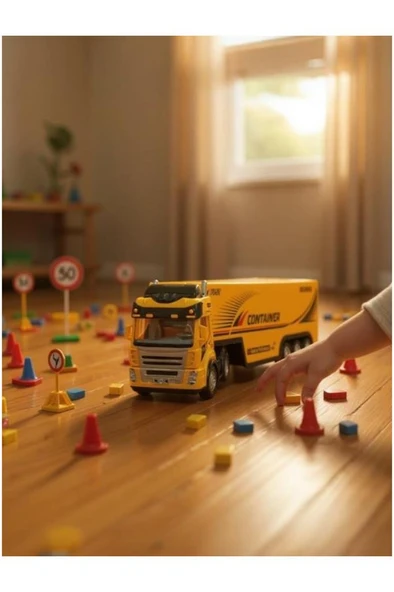 Kumandalı Oyuncak Büyük Boy Işıklı Pilli 4 Fonksiyonlu Dorseli Tır - Resim 4