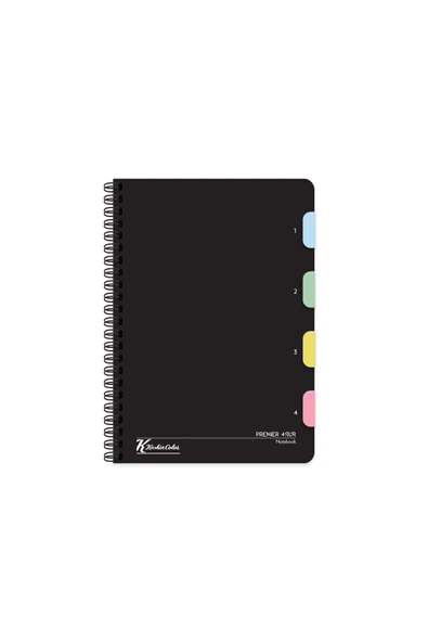 KESKİN COLOR Spiralli Siyah Plastik Kapak 4 Bölmeli 120 Yaprak 17*24 Kareli Defter ürün görseli