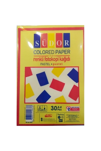 Südor RENKLİ FOTOKOPİ KAĞIDI 30LU PASTEL RENKLER ürün görseli