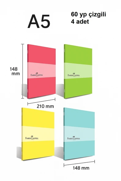 Faber Castell Pp Kapak Pastel Dikişli Defter 60 Yaprak Çizgili A5 ürün görseli