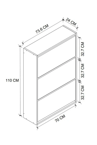 Bofigo Düşer Kapak Ayakkabılık Kayar Raflı Ayakkabılık 3 Bölmeli Ayakkabılık Melek Antrasit - Resim 5