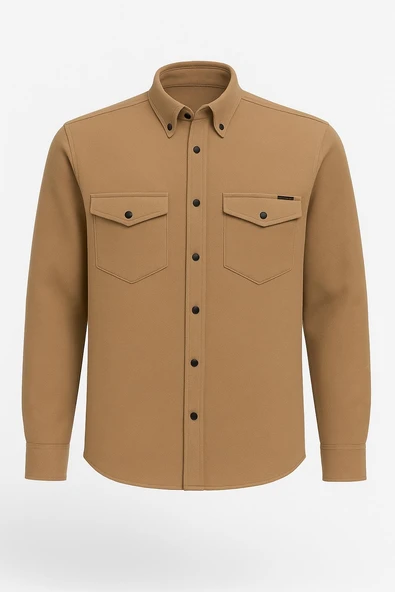 Yxc Uzun Kol Slim Fit Erkek Örme Cepli Gömlek - 7438 - Resim 4