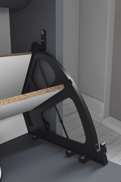 Bofigo Düşer Kapak Ayakkabılık Kayar Raflı Ayakkabılık 3 Bölmeli Ayakkabılık Melek Antrasit - Resim 4