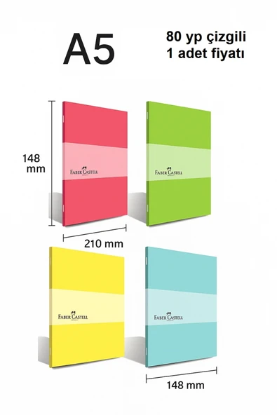 Faber Castell Faber-castell Pp Kapak Pastel Dikişli Defter 80 Yaprak Çizgili A5 ürün görseli