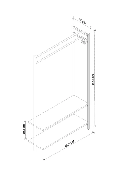Bofigo Konfeksiyon Askısı Ayaklı Askılık Elbise Askılığı Raflı Askılık Jüpiter Antrasit - Resim 7