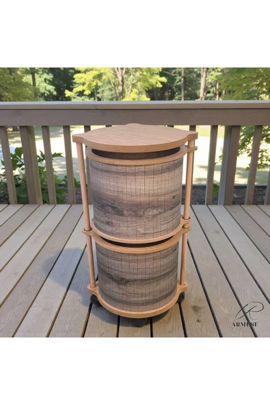 2 Katlı Ahşap Sebzelik Özel Tasarım Patates Soğanlık Kemençe ürün görseli 1