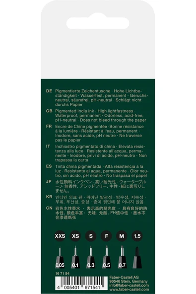 Faber Castell 6'lı Pitt Artist Pen Black Set, 6 Farklı Uç, Profesyonel Çizim Kalemleri, Yüksek Kaliteli Mürekkep - Resim 3