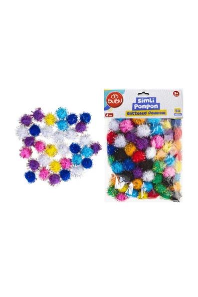 Bubu Simli Ponpon 2 Cm Karışık Renk 50 Li BUBU-PON005 ürün görseli