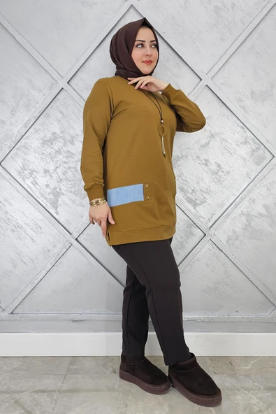 KADIN KOMBİN DETAYLI TESETTÜR TUNİK - Resim 7