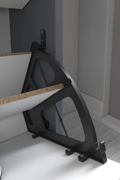 Bofigo Düşer Kapak Ayakkabılık Kayar Raflı Ayakkabılık 3 Bölmeli Ayakkabılık Melek Antrasit-Beyaz - Resim 4