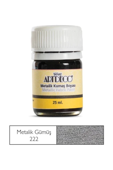 Artdeco 25ml Metalik Kumaş Boyası Gümüş No:222 ürün görseli