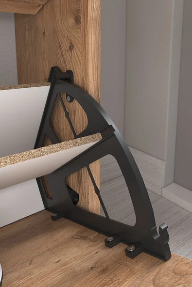 Bofigo Düşer Kapak Ayakkabılık Kayar Raflı Ayakkabılık 3 Bölmeli Ayakkabılık Melek Çam - Resim 4