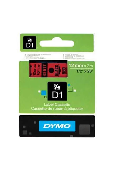Dymo D1 Şerit Standart 12 Mm X 7 Metre Kırmızı Üzerine Siyah 45017 ürün görseli