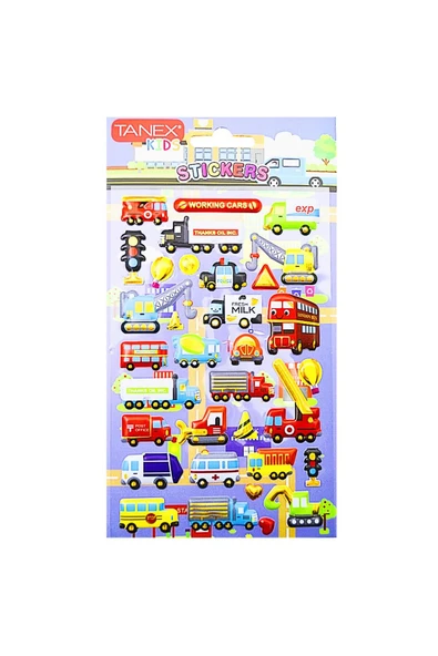 Tanex Kids Sticker Puffy Ulaşım Araçları Serisi 33 Parça (26155) ürün görseli