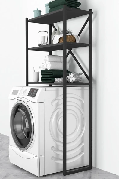 Bofigo 3 Raflı Metal Banyo Düzenleyici Metal Banyo Rafı Çamaşır Makinası Üstü Antrasit - Resim 4