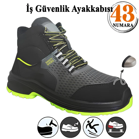 İş Ayakkabısı Süet Delikli Nefes Alan Çelik Burunlu İnşaatçı Tekstil Güvenlik Ayakkabı Bot 43 Numara - Resim 6