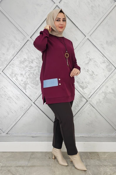 KADIN KOMBİN DETAYLI TESETTÜR TUNİK - Resim 2