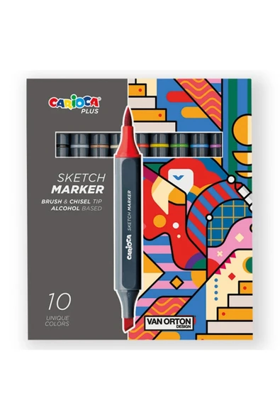 CARIOCA Plus Sketch Marker Çift Taraflı Çizim Kalemi 10 Renk 45241 ürün görseli