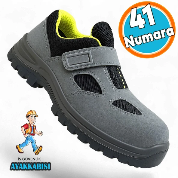 Çelik Burunlu İş Ayakkabısı S1 Cırtlı 41 Numara Süet İnşaat Güvenlik Ayakkabısı Kaymaz Tabanlı ürün görseli
