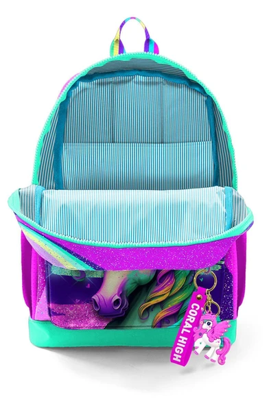 Coral High Kids Pembe Su Yeşili Unicorn Desenli Okul Sırt Çantası 23758 - Resim 4