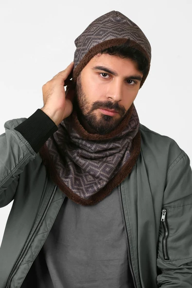 Kahverengi Erkek Bere Ve Boyunluk 2li Set Takım Bb-103 ürün görseli 1