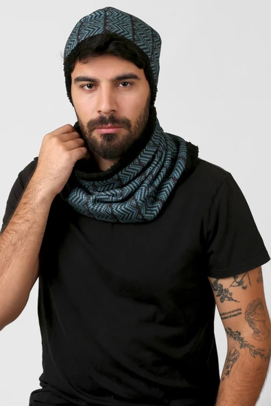 Yeşil Erkek Bere Ve Boyunluk 2li Set Takım Bb-104 - Resim 3