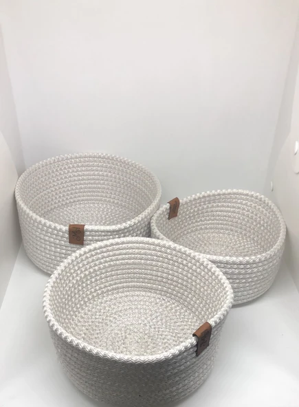 LEBRON Dekoratif Çok Amaçlı Bej 3'lü Sepet Seti ürün görseli 1
