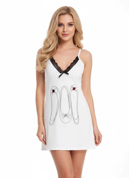 Berrak Baskılı Beyaz Yazlık Elbise 2414 ürün görseli