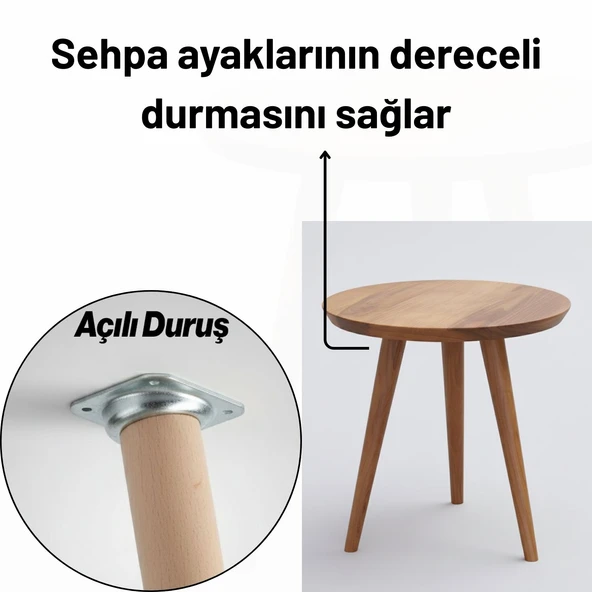 Dereceli Açılı Metal 9 ADET Set Mobilya Ayak Bağlantı Aparatı M8 Sehpa Masa Ayağı Tabanı Montaj - Resim 2