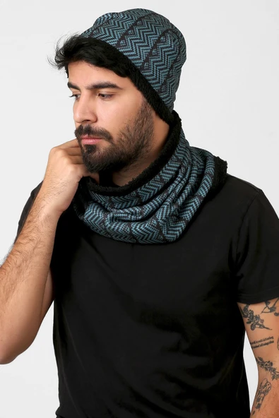 Yeşil Erkek Bere Ve Boyunluk 2li Set Takım Bb-104 ürün görseli 1