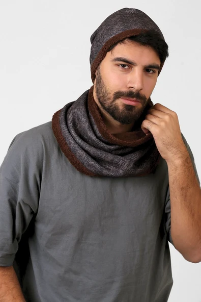 Kahve Erkek Bere Ve Boyunluk 2li Set Takım Scot Bb-107 ürün görseli 1