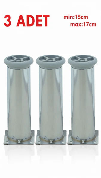 LUDIA Metal Ayarlanabilir 3 Adet Mobilya Ayağı Metal Tablalı 15cm ürün görseli