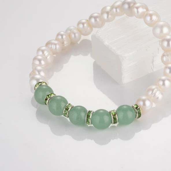 MK TASARIM Gerçek İnci Apatit Taşı Bileklik MKT.4.10001.2 - Resim 3