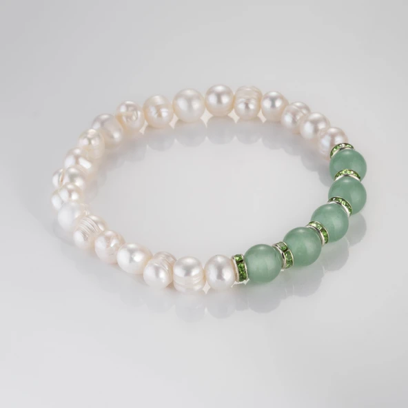 MK TASARIM Gerçek İnci Apatit Taşı Bileklik MKT.4.10001.2 - Resim 2