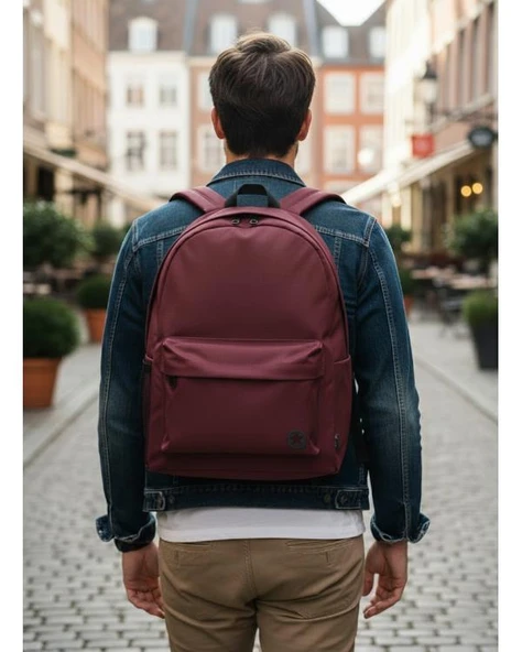 Yuga İki Gözlü Sırt Çantası Bordo - Resim 4