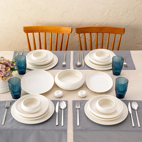 İstanbul Porselen Kınalıada 53 Parça 12 Kişilik Yuvarlak Yemek Takımı - Resim 2