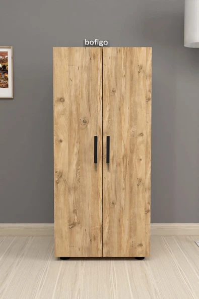 Bofigo 3 Raflı 2 Kapaklı Klasörlük Dolabı Mutfak Dolabı Banyo Dolabı Çok Amaçlı Dolap Fulya Çam - Resim 3