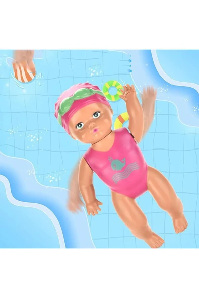 Oyuncak Küvette Havuzda Suda Kendiliğinden Yüzen Kurmalı Swimming Baby Yüzen Bebek 15 Cm - Resim 6