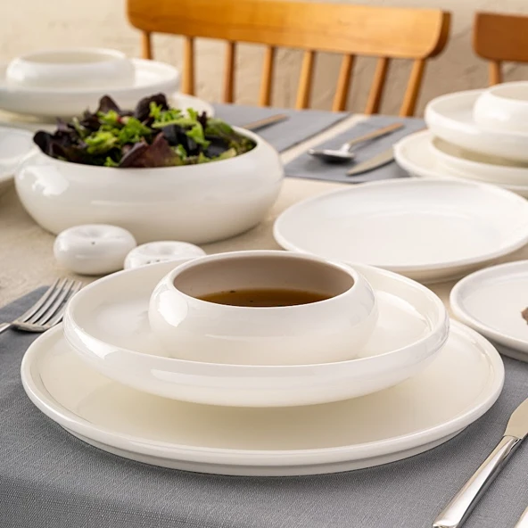 İstanbul Porselen Kınalıada 53 Parça 12 Kişilik Yuvarlak Yemek Takımı - Resim 8