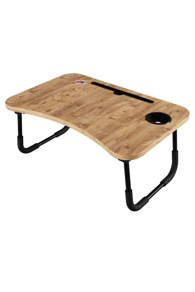 Bofigo Portatif Katlanır Laptop Sehpası Tablet Telefon Tutuculu Laptop Sehpası Çam - Resim 8