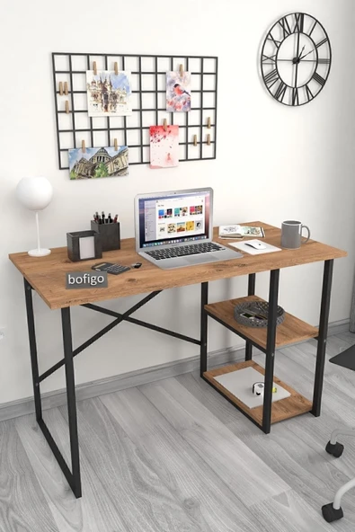 Bofigo 60x120 Cm 2 Raflı Çalışma Masası Bilgisayar Masası Ofis Ders Yemek Masası Çam ürün görseli
