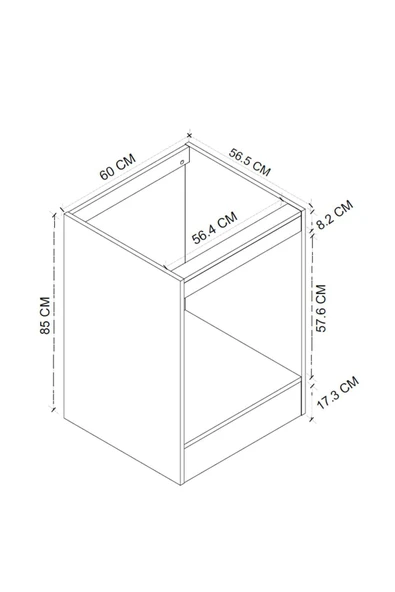 Bofigo Ankastre Fırın Dolabı Ankastre Dolabı Ankastre Ocak Dolabı Antrasit - Resim 5
