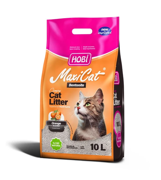 HOBİ Maxicat Portakallı Bentonit Kedi Kumu 10 Litre ürün görseli