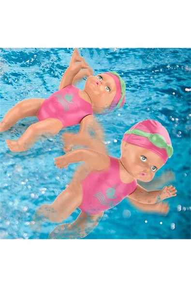 Oyuncak Küvette Havuzda Suda Kendiliğinden Yüzen Kurmalı Swimming Baby Yüzen Bebek 15 Cm - Resim 5