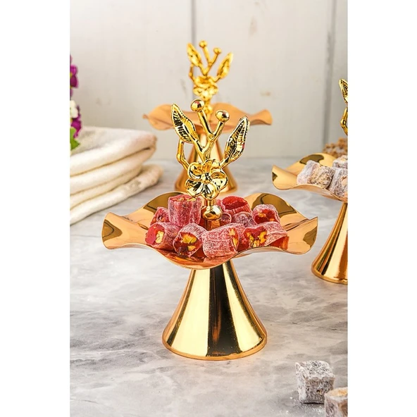 Jindar Life Japongülü Gold Lokumluk Sunumluk Kahve Yanı 6 Adet. - Resim 2