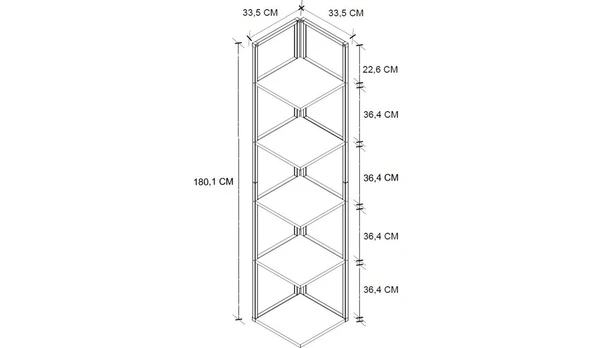 Bofigo 5 Raflı Metal Köşe Kitaplık Rafı Dekoratif Aksesuar Rafı Selanik 180 cm Beyaz - Resim 5