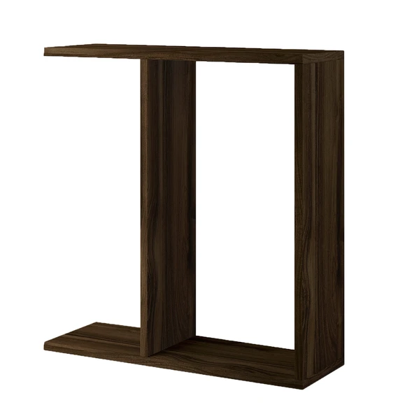 Lotus Modern Yan Sehpa – Kitaplıklı ve Dekoratif Tasarım, Ceviz - Resim 4