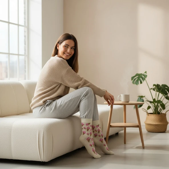 İce Cream Socks – Desenli Unisex Soket Çorap - Resim 8