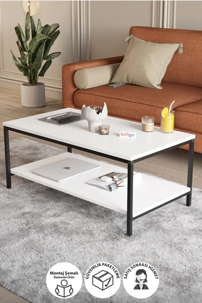 Bofigo Orta Sehpa Yan Sehpa Dekoratif Sehpa Metal Sehpa Athena Beyaz ürün görseli