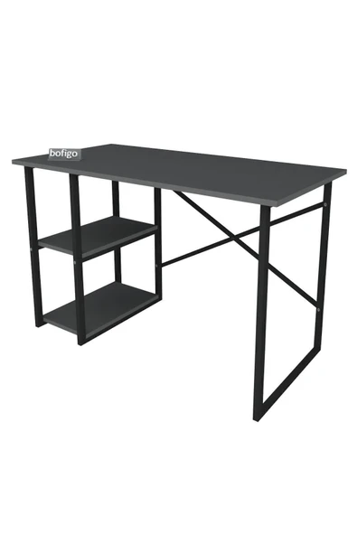 Bofigo 60x120 Cm 2 Raflı Çalışma Masası Bilgisayar Masası Ofis Ders Yemek Masası Antrasit - Resim 7